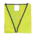 Top 100% Polyester High Visibility Construction Safety Vest with Pockets and Zipper Double Horizontal Reflective Strips Yellow